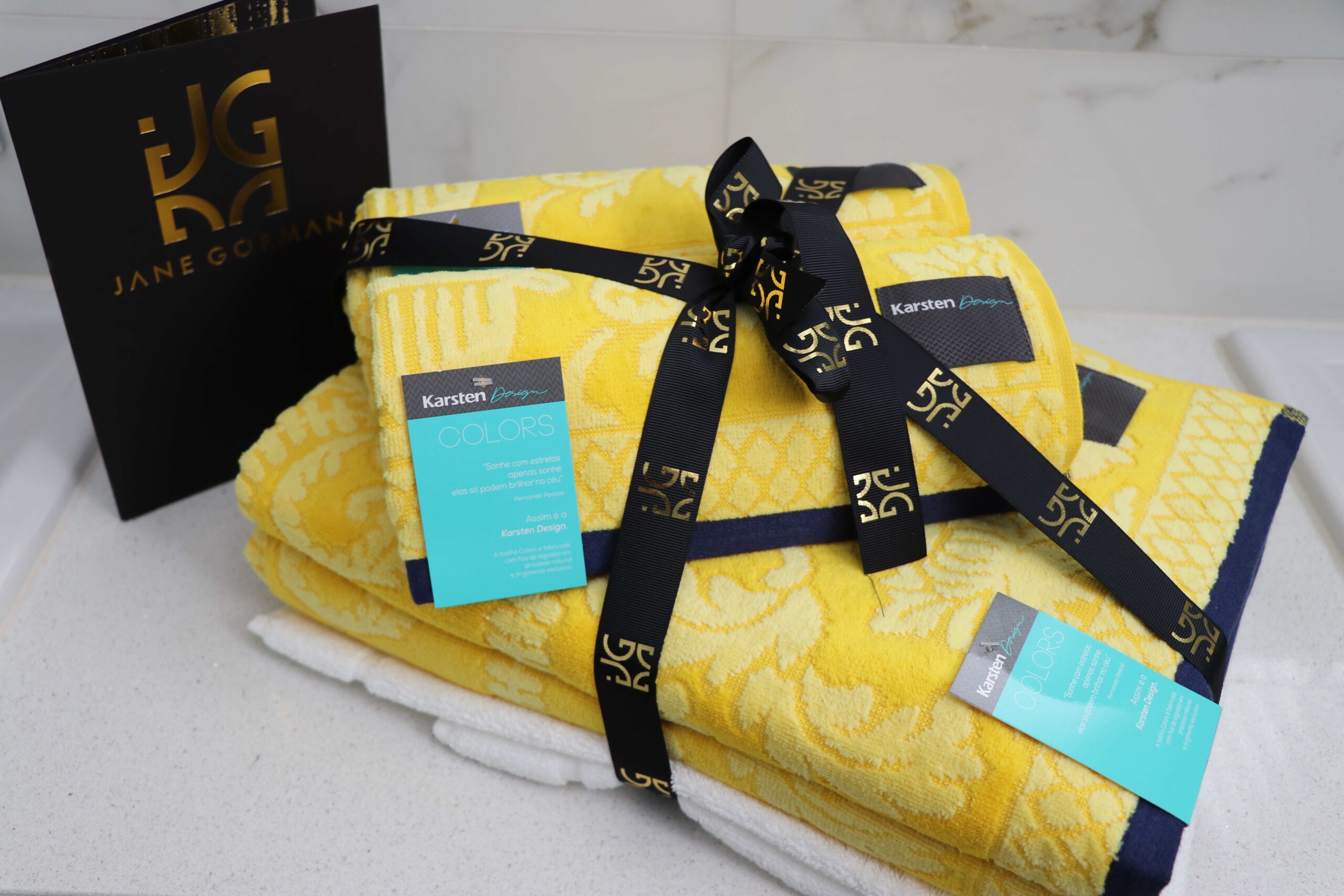 Karsten Amish Jaquard Yellow Bath and Hand Towels