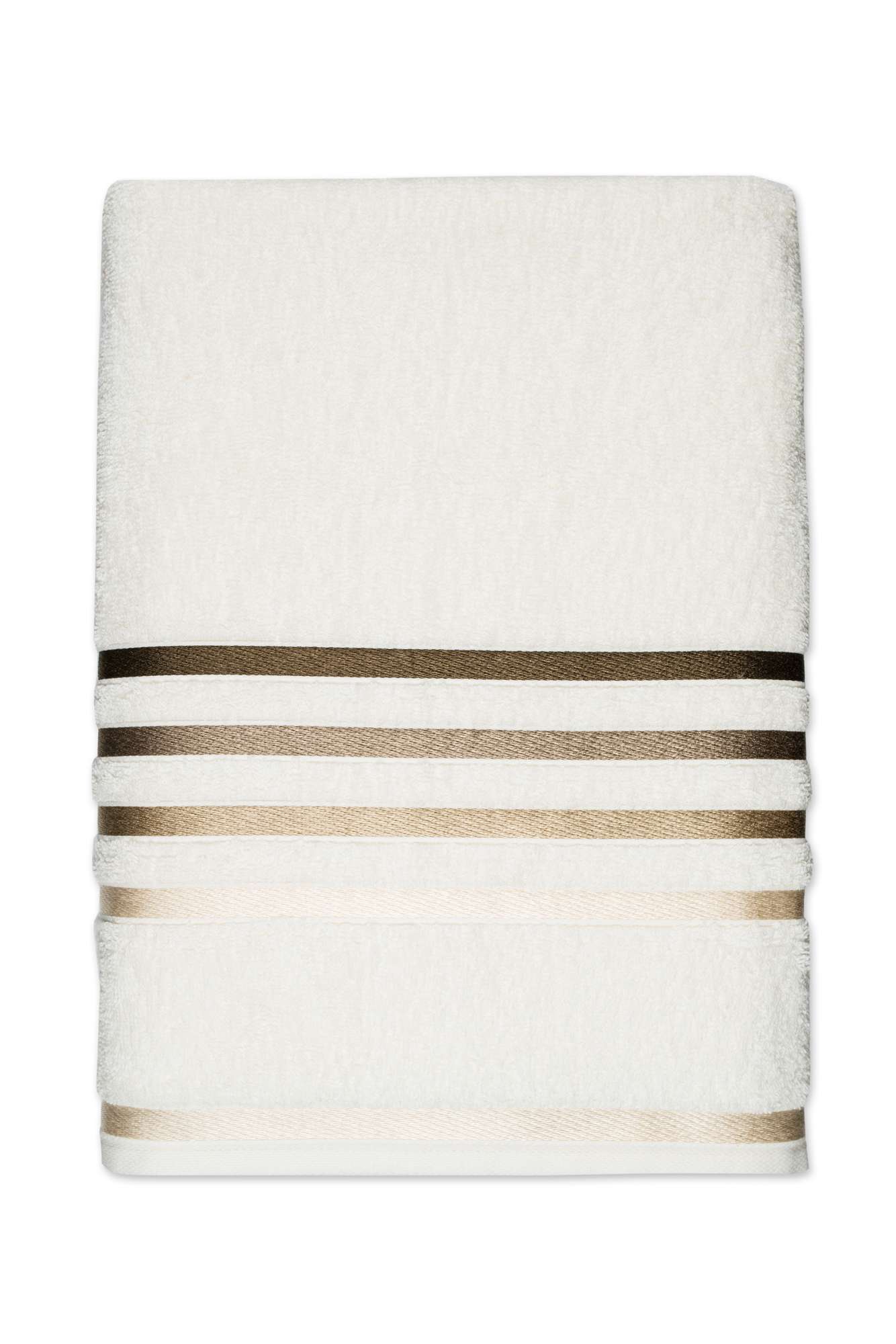 Karsten Towels Lumina White with Chocolate Stripes