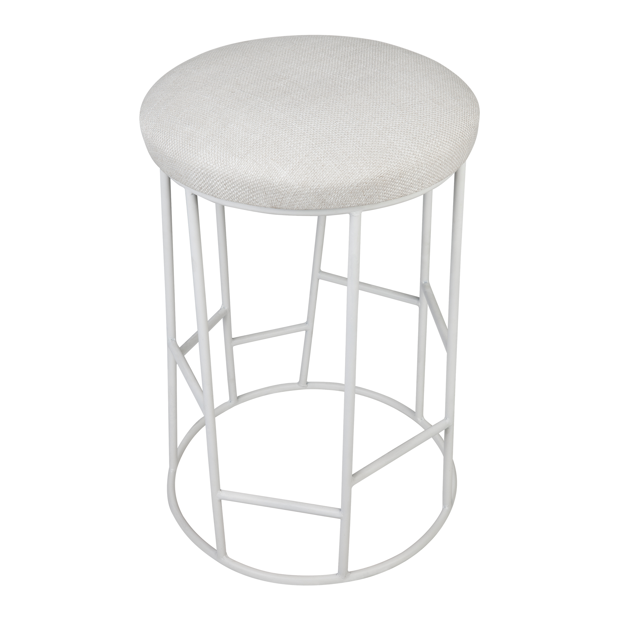 Ibiza Kitchen Stool Natural Fabric/White Frame