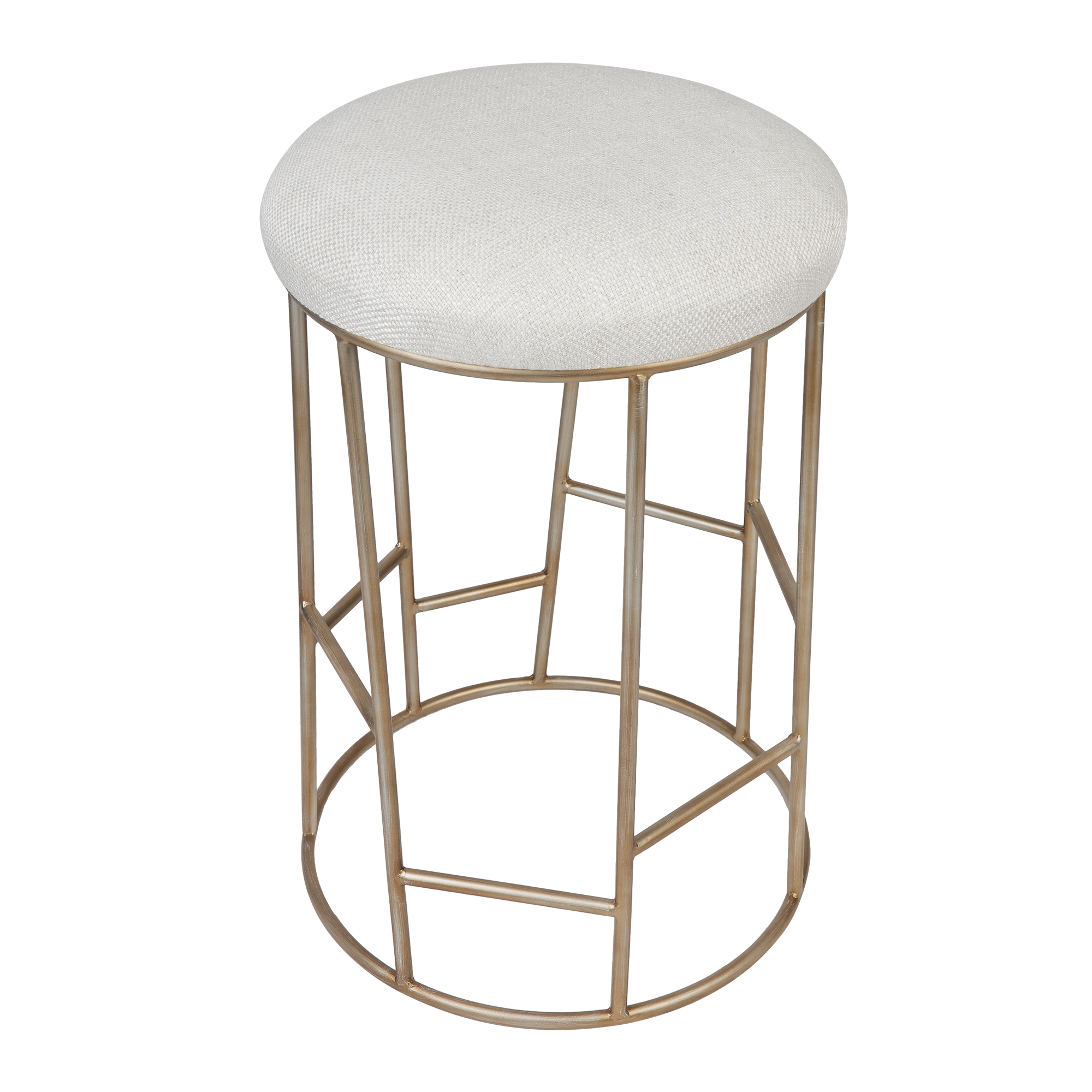 Ibiza Kitchen Stool Natural Fabric/Gold Frame