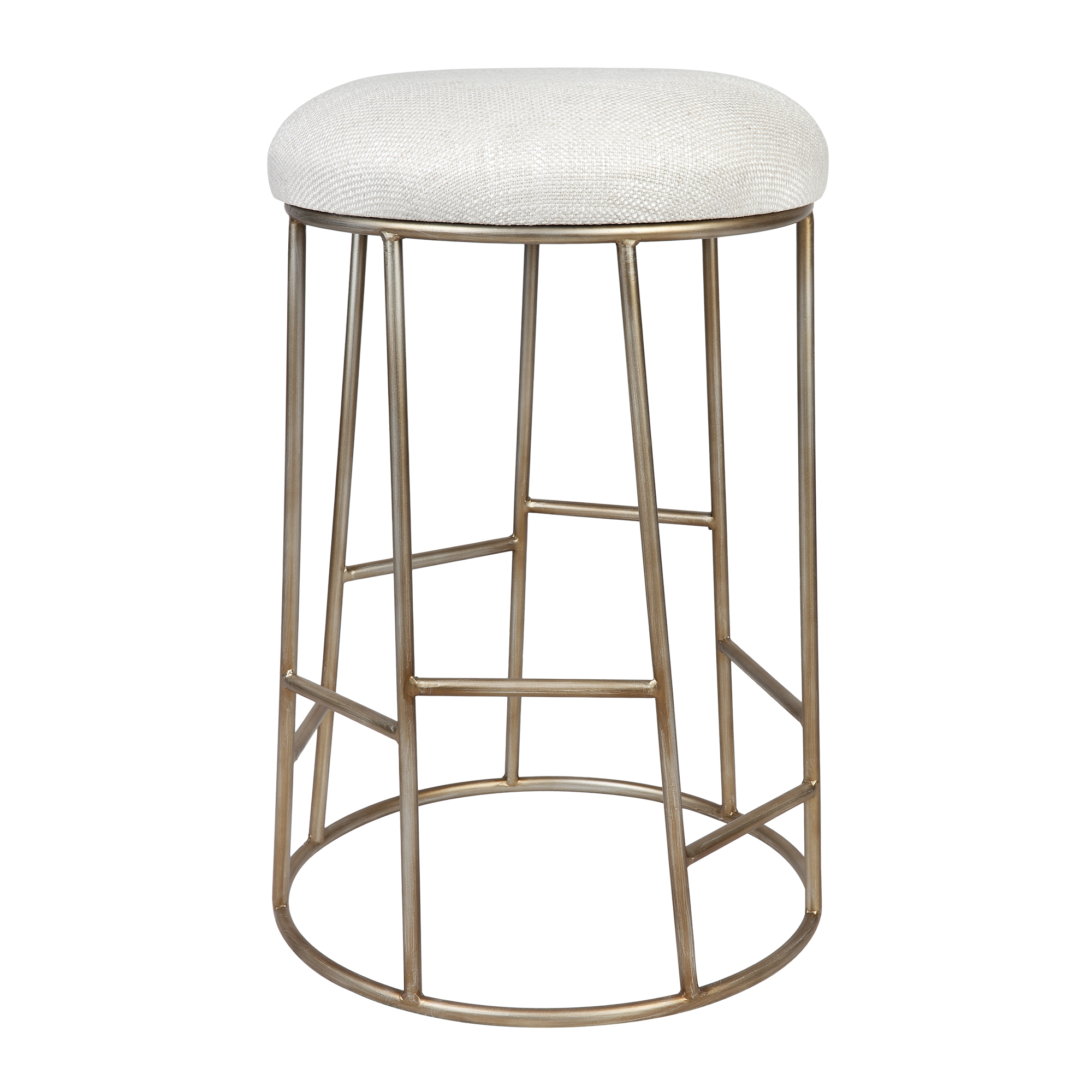 Ibiza Kitchen Stool Natural Fabric/Gold Frame