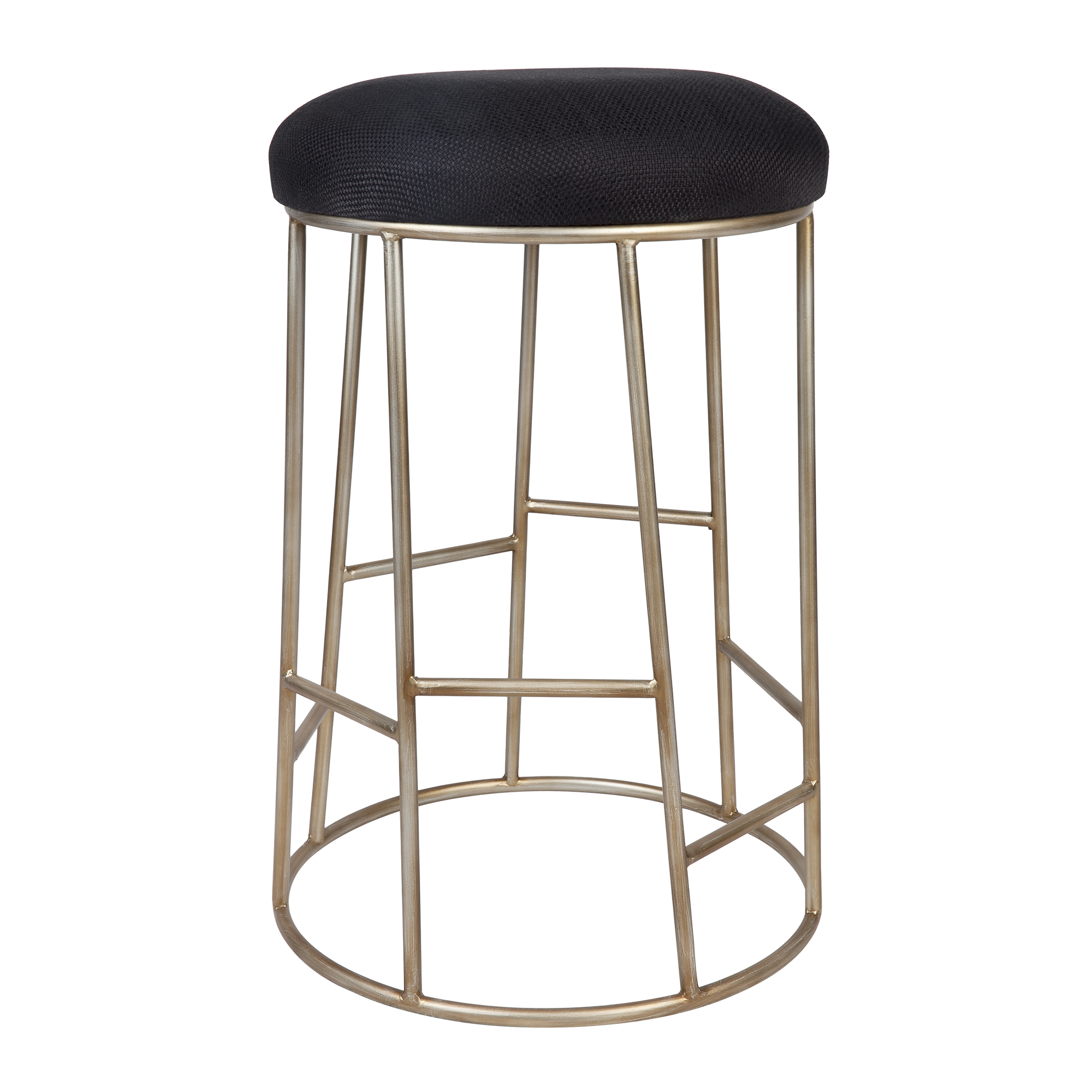 Ibiza Kitchen Stool Black Fabric/Gold Frame