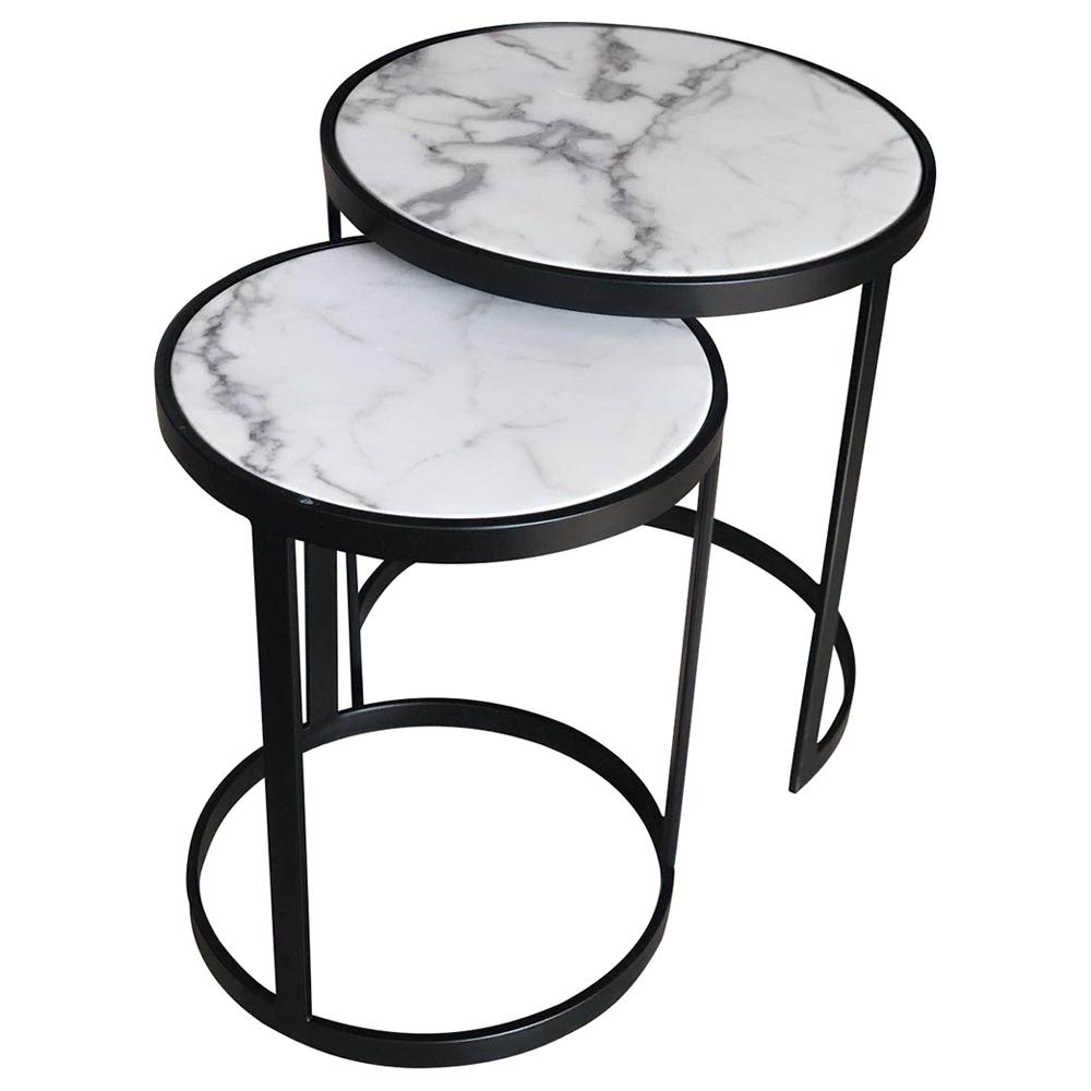 Clover Side Table White Marble
