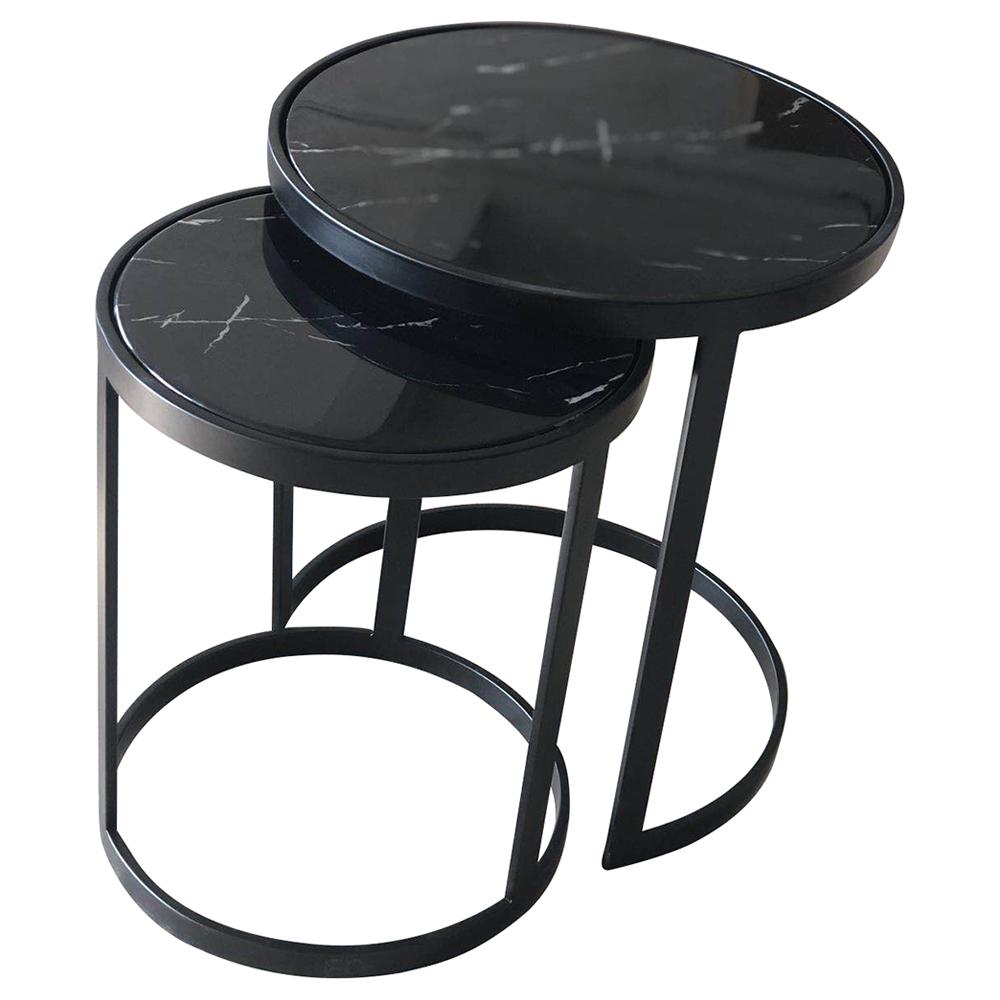 Clover Side Table Black Marble
