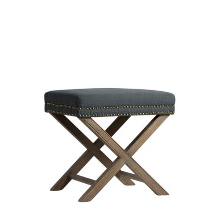Charcoal Studded Ottoman