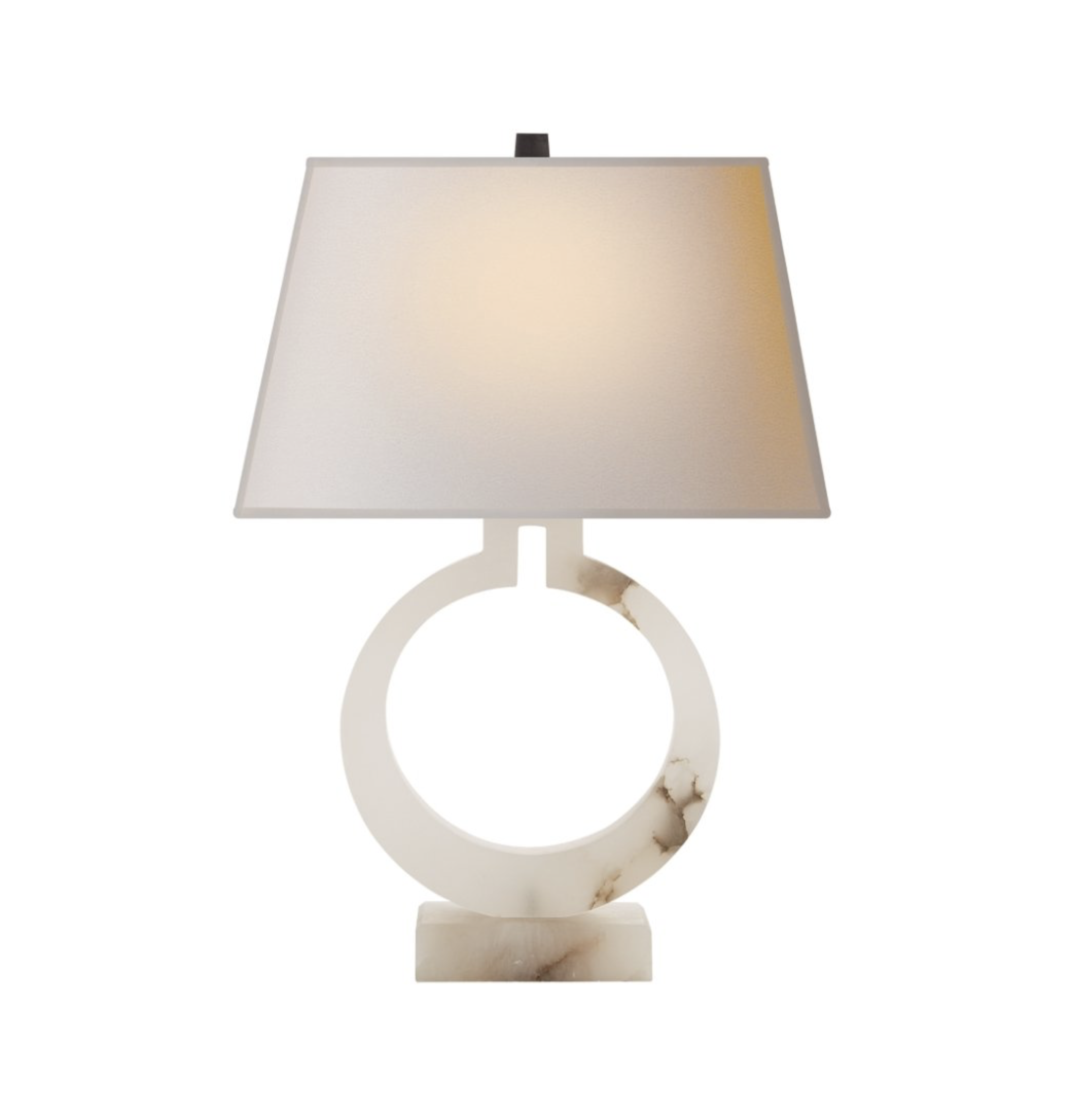 Visual Comfort E.F. Chapman Modern Ring Alabaster Table Lamp with Tapered Rectangle Shade